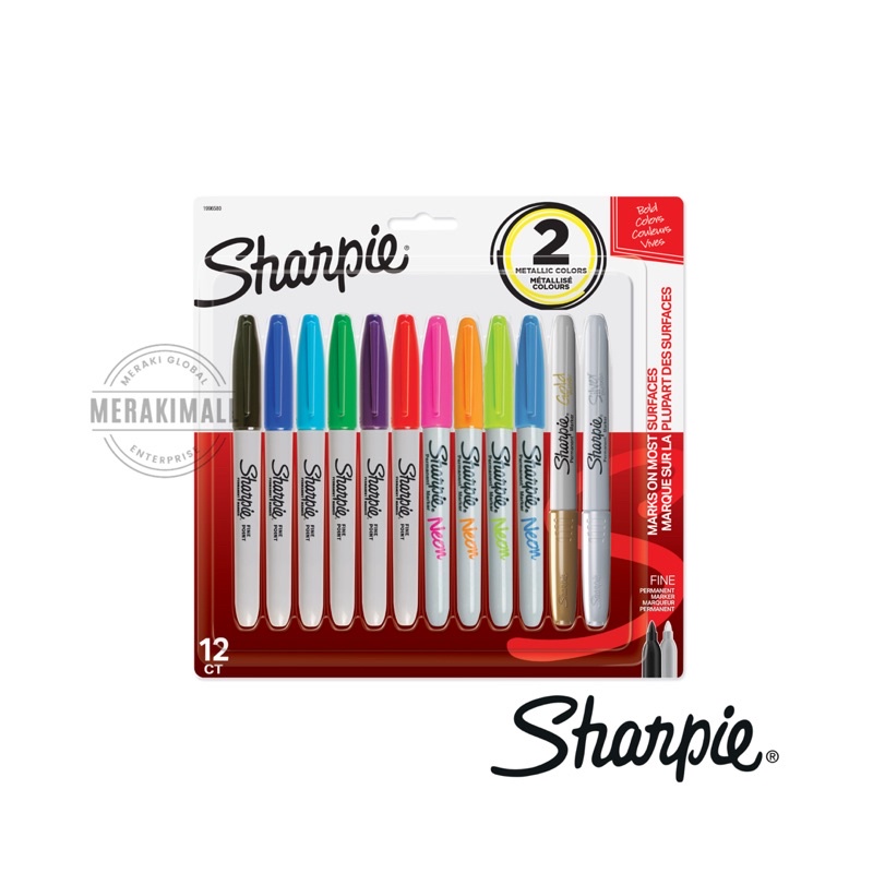 Sharpie Permanent Markers Fine Point Original Neon Metallic Set ...