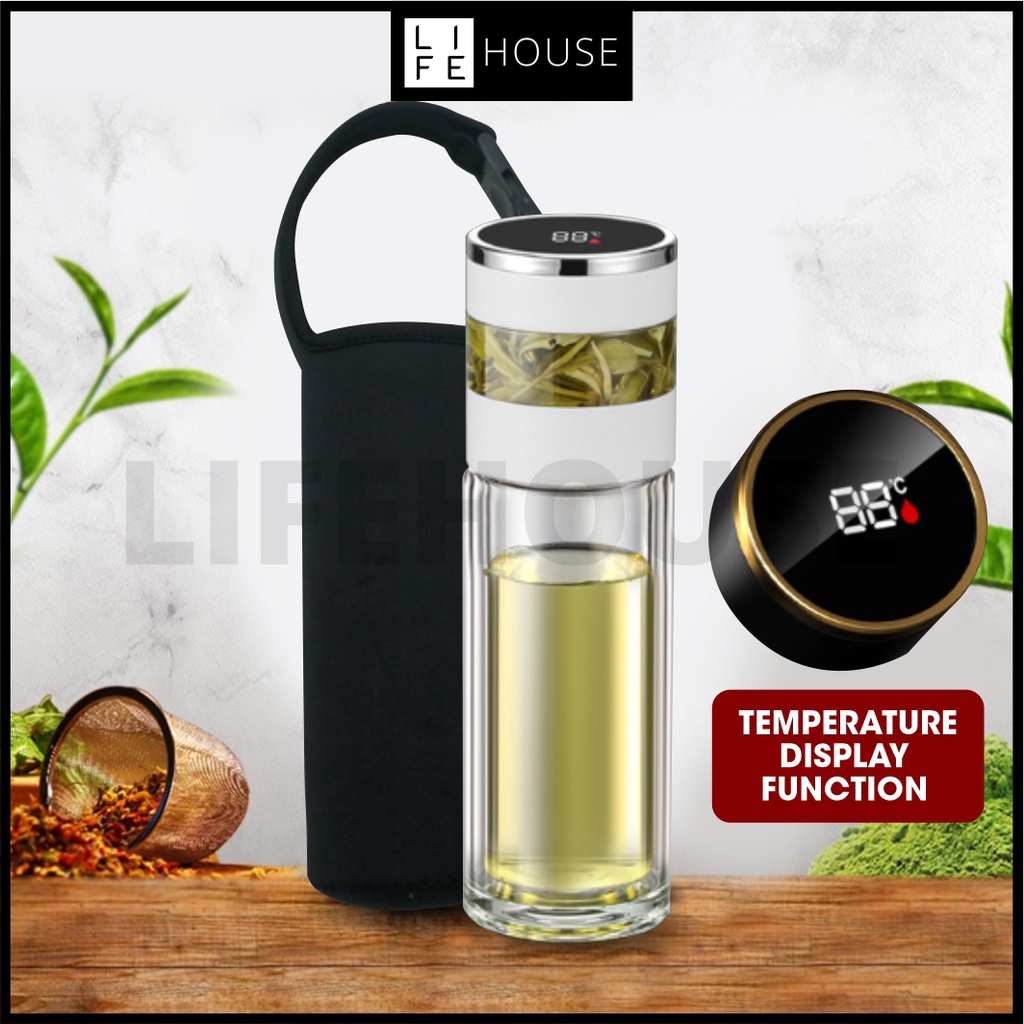 Tea Bottle with Filter (350ml) Tempered Glass Tumbler Tea Glass Bottle