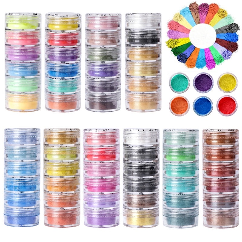 Pigmenti Mica Luckymica - Set 6 Colori Autunno Per Resina E Saponi, Polveri Minerali Naturali Con Accessori - Foto 8