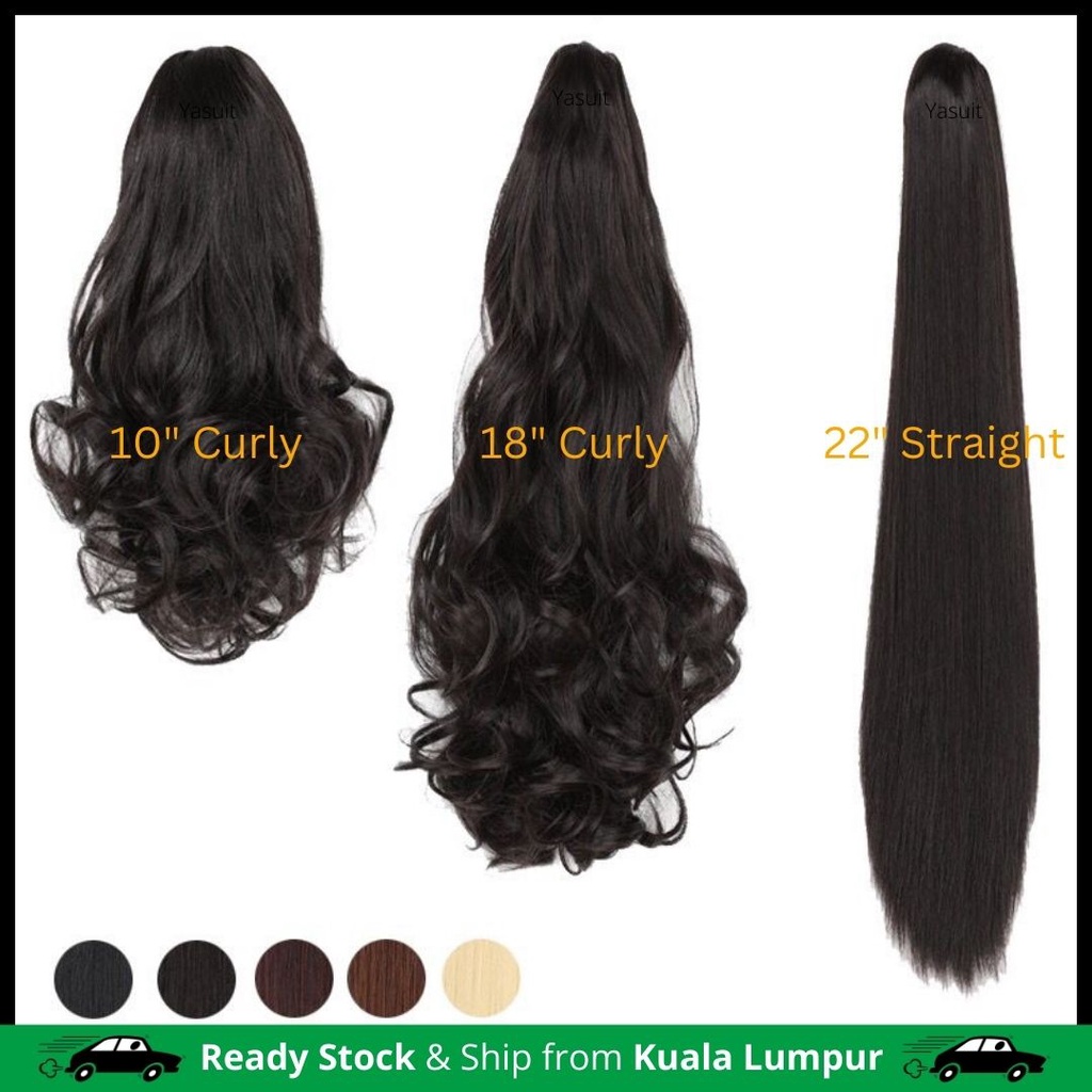 Good Quality Wig Ponytail Clip Hair Long Curly Straight Easy Claw Clip Extension Hairdo Elegant Synthetic Dinner Malaysi Shopee Malaysia