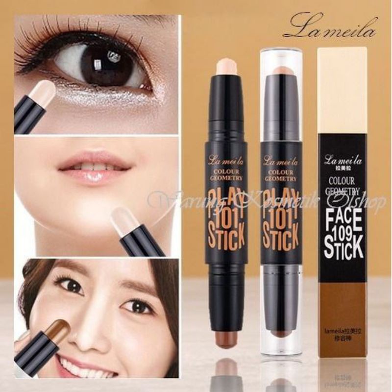 Lameila 2in1 Color Geometry ConcealerCorrector Face Stick, Ade 2 Color Code No1 & No2 12Pcs