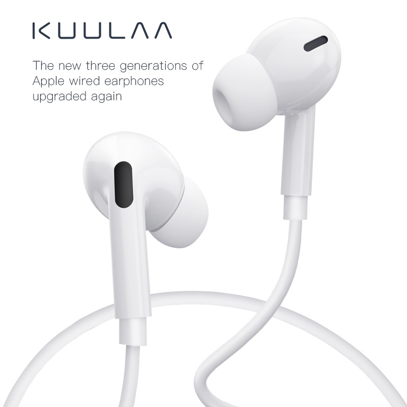 KUULAA New Third Generation Wired Headset In ear Flat Wire Earplugs