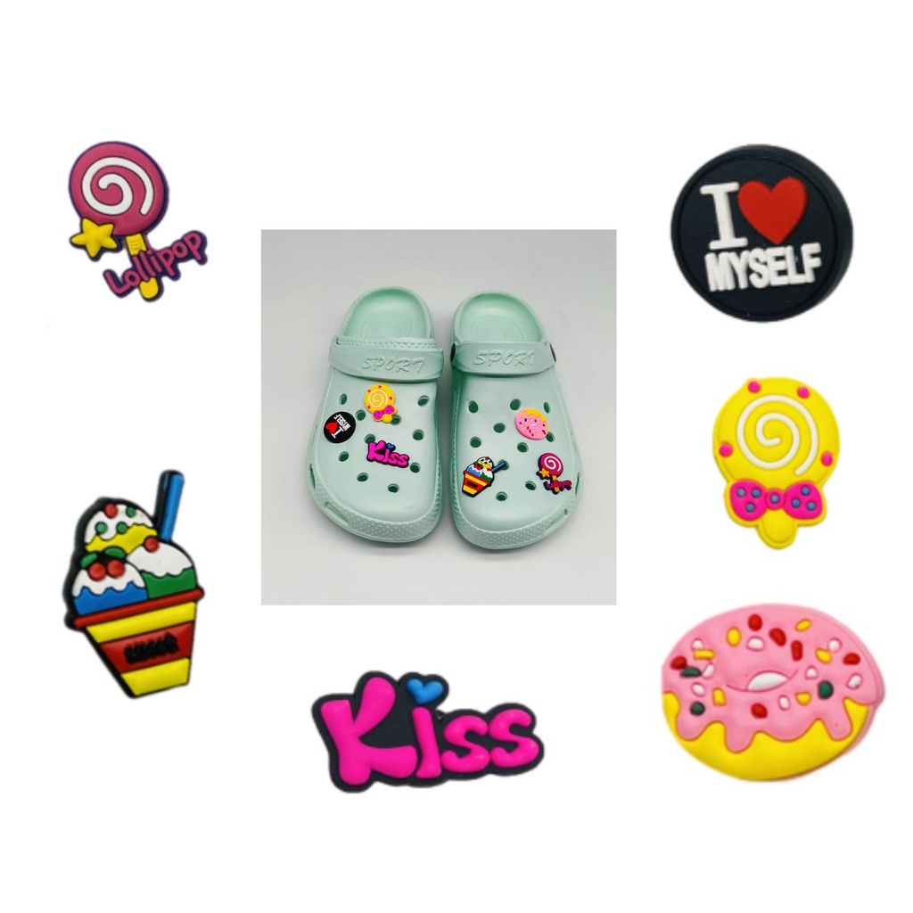 6Pcs Of Adorable Crocs Sandals Shoes Cartoon Style Series Pattern ...