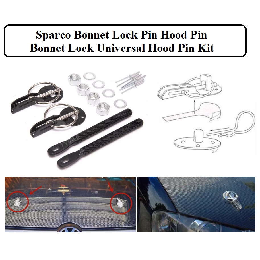 Sparco Lock Pin Hood Pin Lock Universal Hood Pin Kit Shopee Malaysia