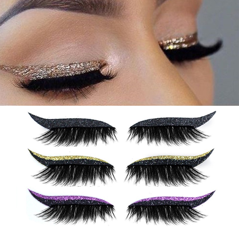 NEW Eyelash Stickers Reusable Glitter Eyeliner False Eyelash Stickers