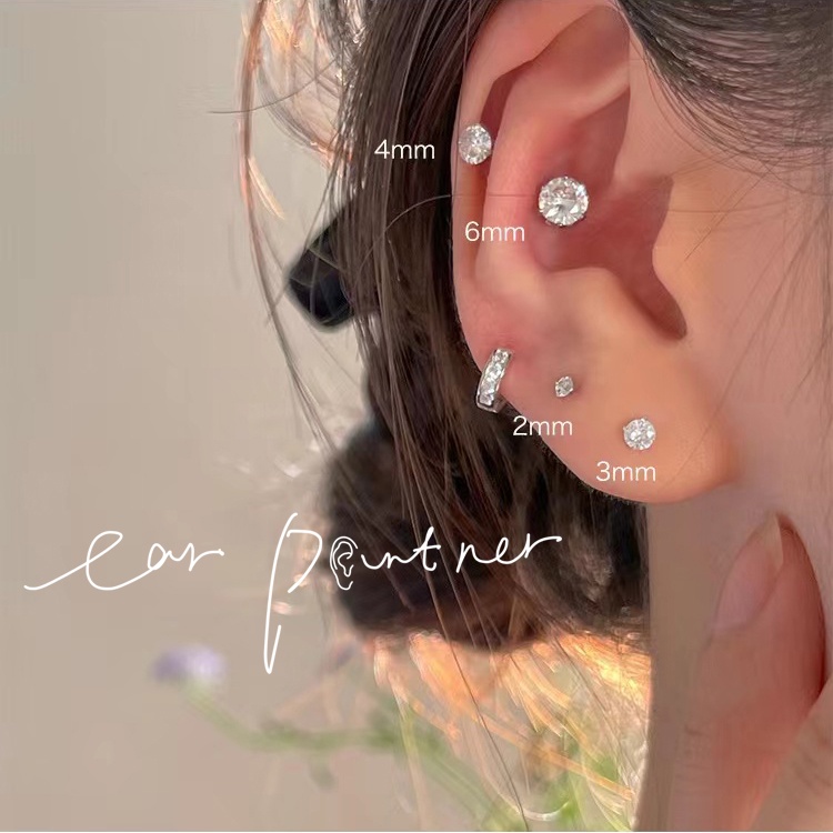 Ear Partner Simple S999 Sterling Silver Zircon Stud Earrings Cartilage Piercing Ear Bone Hypoallergenic Earring For Women Lady Girls Gift Shopee Malaysia