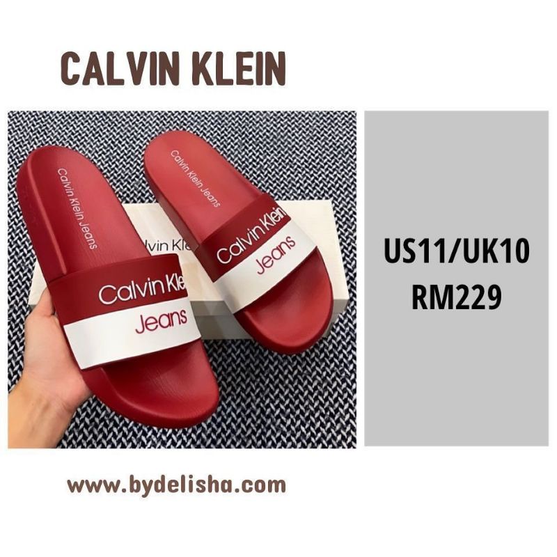 Calvin Klein Men Sandals Aura Dark Red Shopee Malaysia