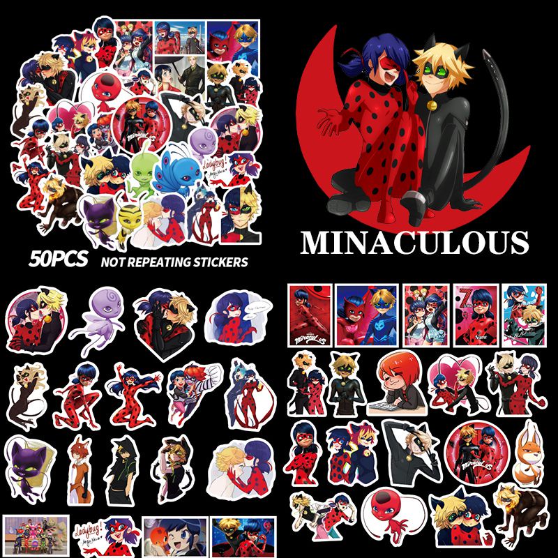 50pcs Ladybug Miraculous Sticker Bomb Pack Diy Imposter Crew Anime Set 