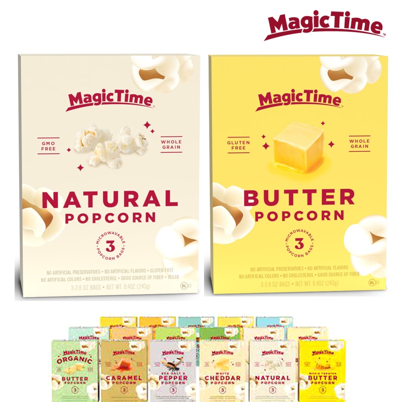 Magic Time Microwave Popcorn (Natural Popcorn • Butter Popcorn) 240g /3 ...