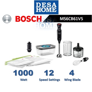 BOSCH Msm66155 Stainless Steel Handle With A Measuring Cup 1000 Watt Hand  Blender - Silver Black