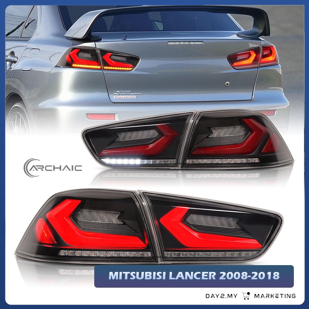 thumbnail interactive-video image 1 of VLAND Smoked LED Tail Lights For Mitsubishi Lancer 2008-2017 - Sequential Rear Lamps (Pair) 1 of 4