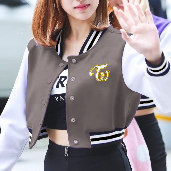 Tw Crop Baseball Jacket K pop Style Varsity Women s Top