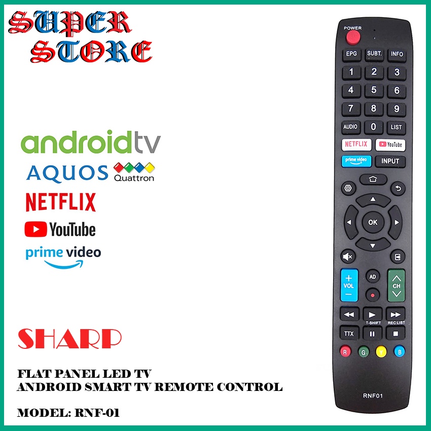 SHARP REPLACEMENT SHARP ANDROID SMART LED TV REMOTE CONTROL NETFLIX YOUTUBE SMART TV ANDROID TV