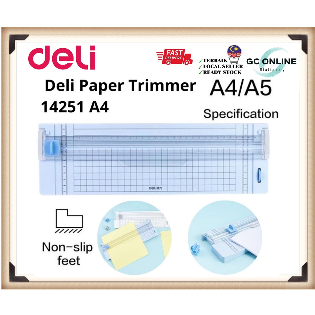 Deli Paper Trimmer 14251 A4 Size / A4 Paper Cutter Slide Shopee Malaysia