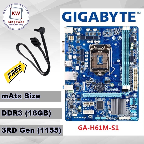 [Kingswee] Gigabyte H61M Motherboard Socket 1155 Mobo, Support Intel