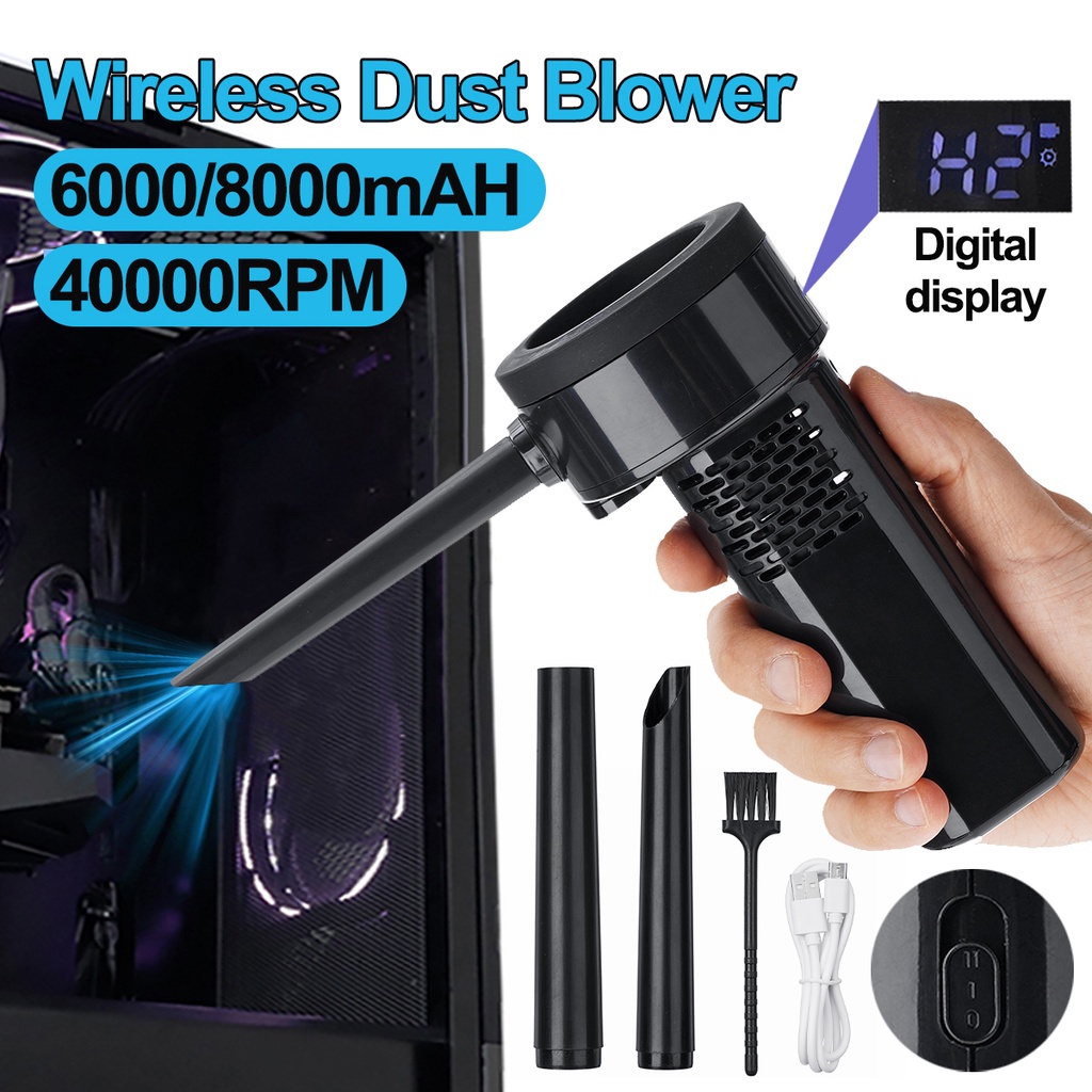 40000RPM Car Vacuum Cleaner Compressed Air Duster 2-in-1 Portable ...