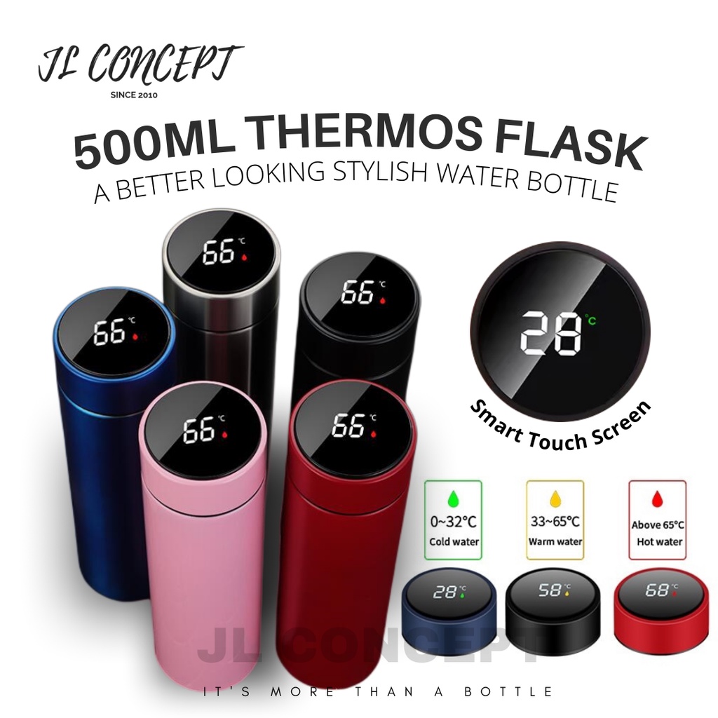 JL Touch Screen Water Bottle Thermos Flask Digital screen Tumbler ...