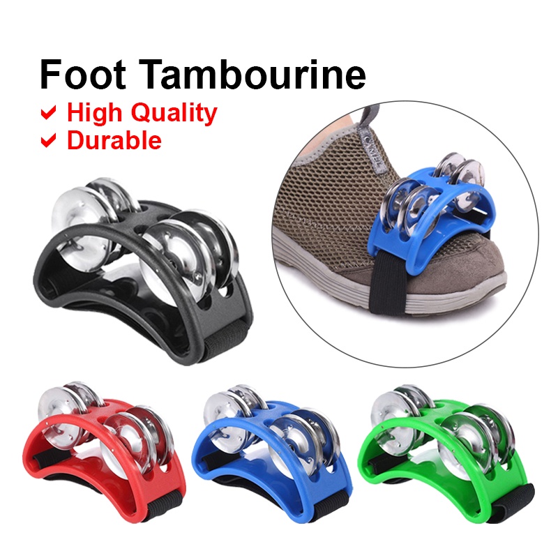Foot Tambourine 2 Set Metal Jingle Bells Cajon Drum Box Foot Percussion ...