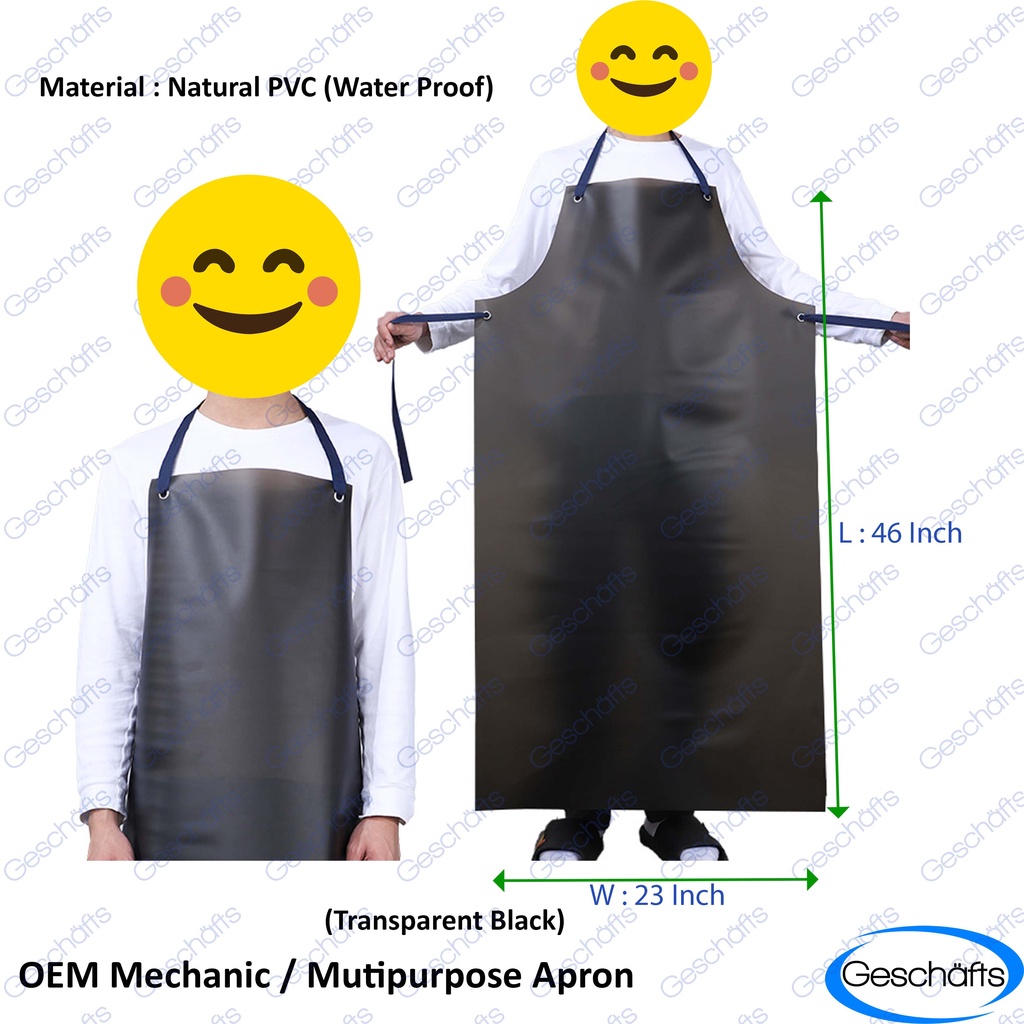 Mechanic Apron / Multipurpose Apron Transparent PV Black Apron | Shopee ...