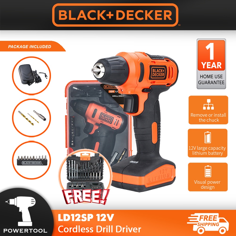 BLACK DECKER LD12SP Cordless Driver Drill 12V Plus 13 Piece