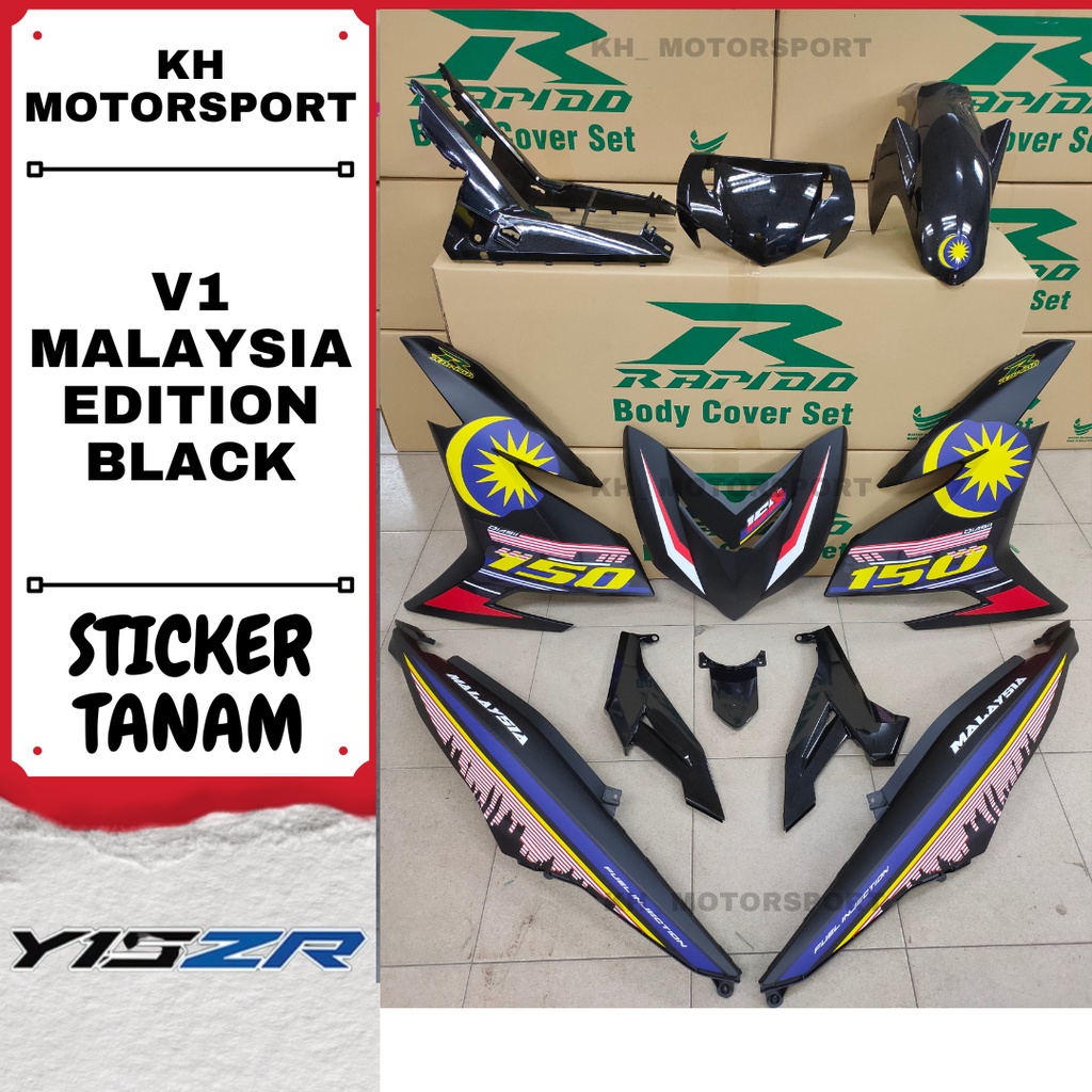 YAMAHA Y15 Y15ZR V1/V2 MALAYSIA EDITION BLACK STICKER TANAM/AIRBRUSH ...