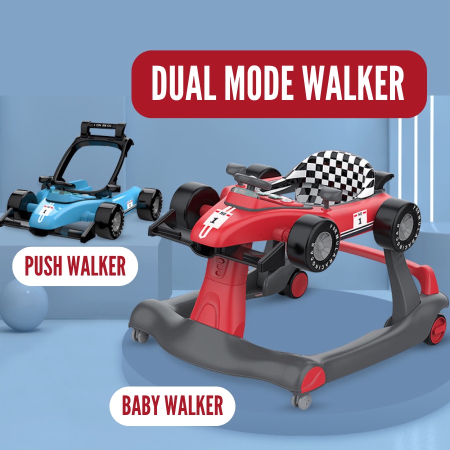 Baby Walker Foldable Portable Adjustable Height Push Walker Toddler