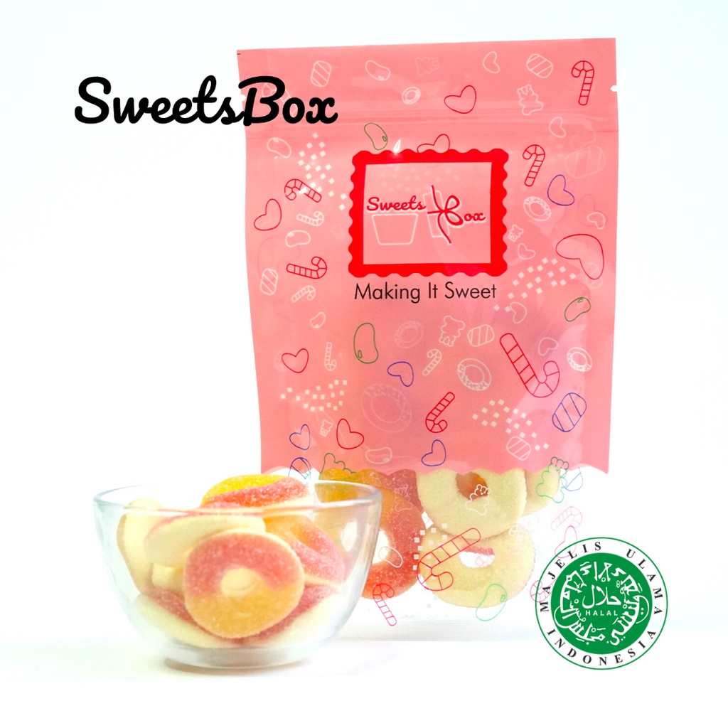 Sweetsbox | Haribo Peach Rings 100g - Tasty Halal Candy Gummy Gula-Gula ...