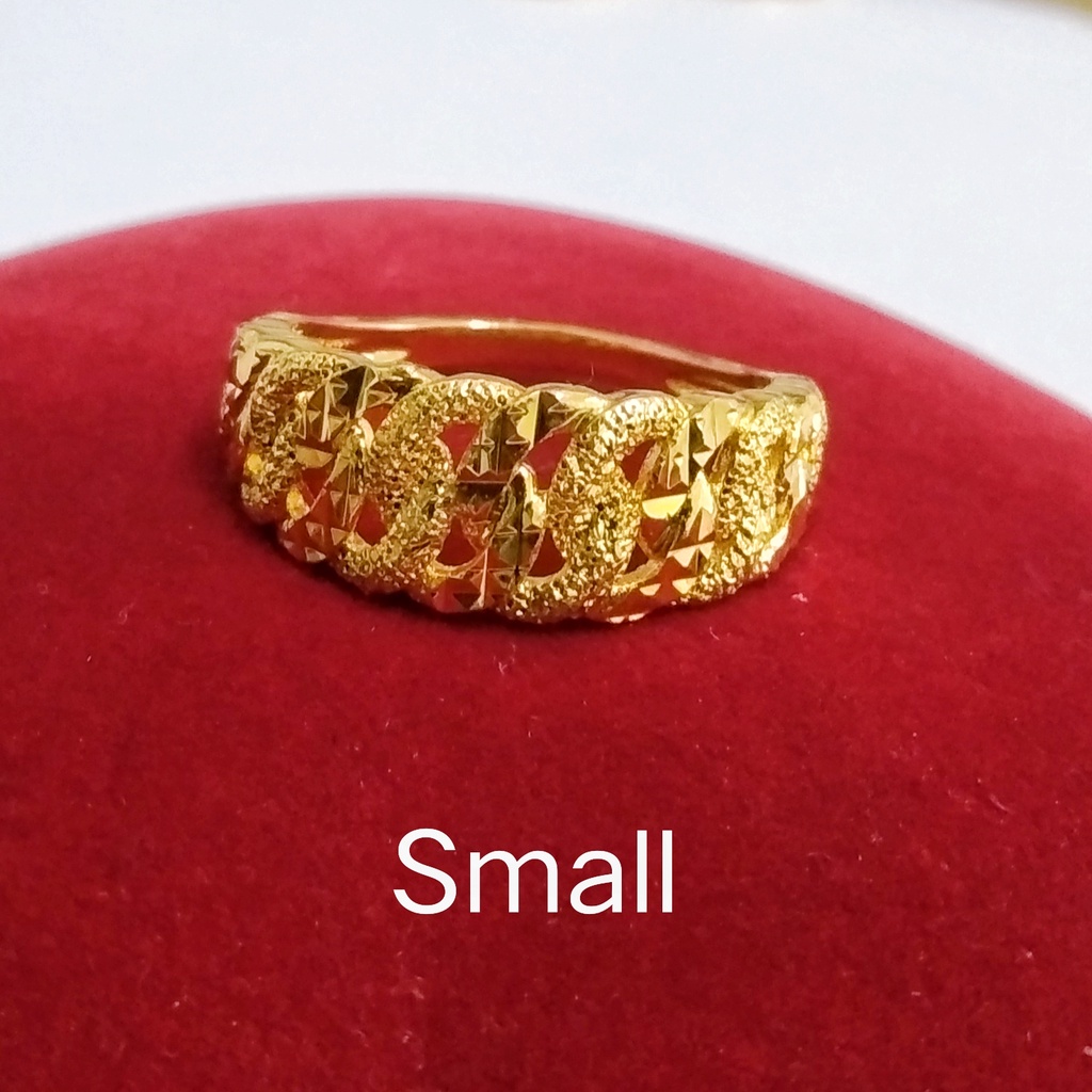 SS Lipan Kait Kikir Pasir Design Emas Korea 24K Gold Plated Ring ...