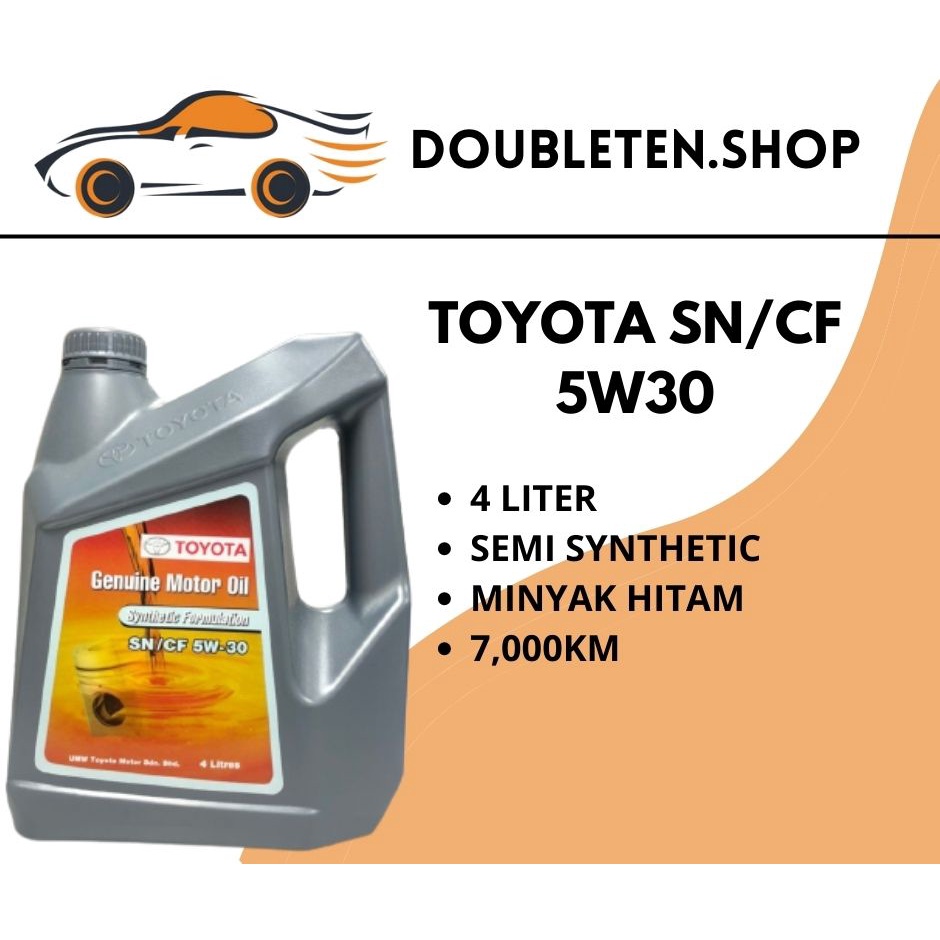 Toyota 5W30 Genuine Engine Oil 4L Semi Synthetic Minyak Hitam Minyak