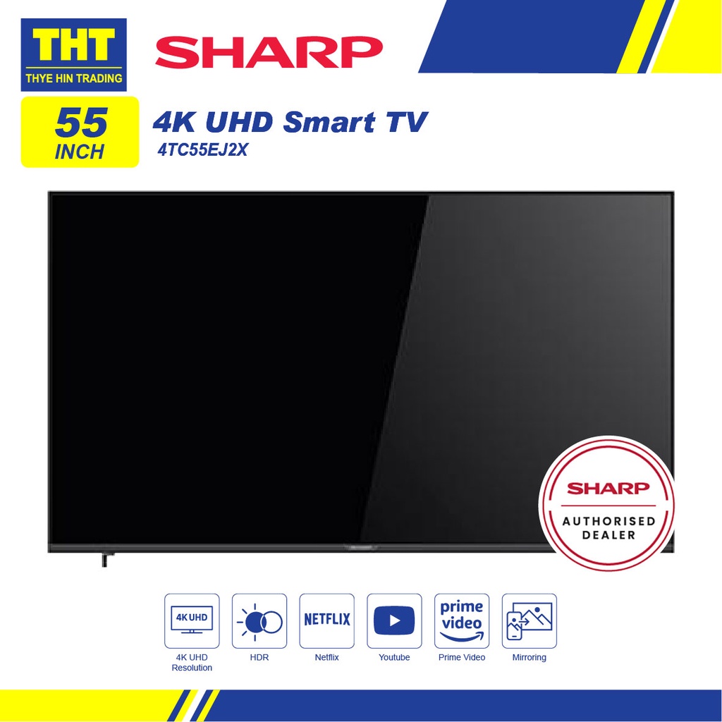 Sharp 55'' 4K UHD Smart TV 4TC55EJ2X Shopee Malaysia