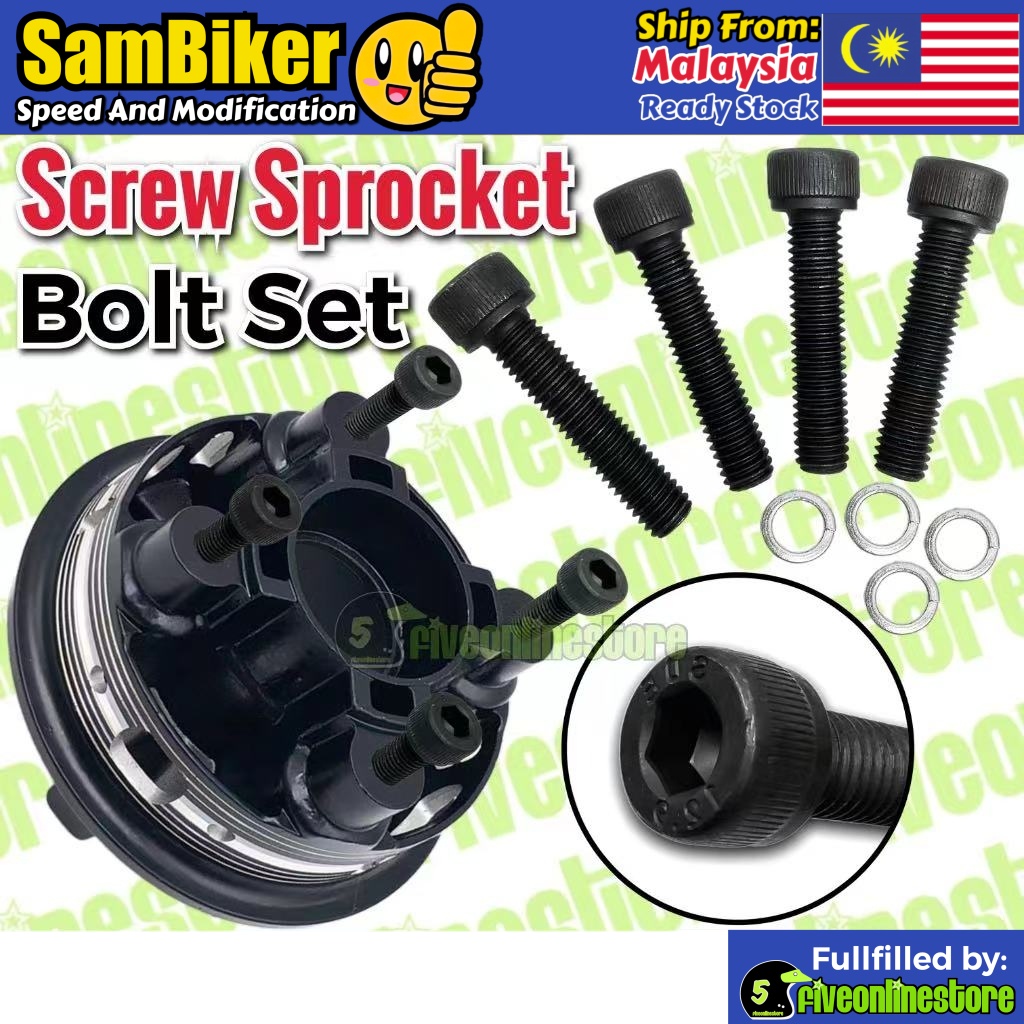 4 Pcs Screw Sprocket Bolt Set Screw Allen Key M8 Skru Spoket L Lengki