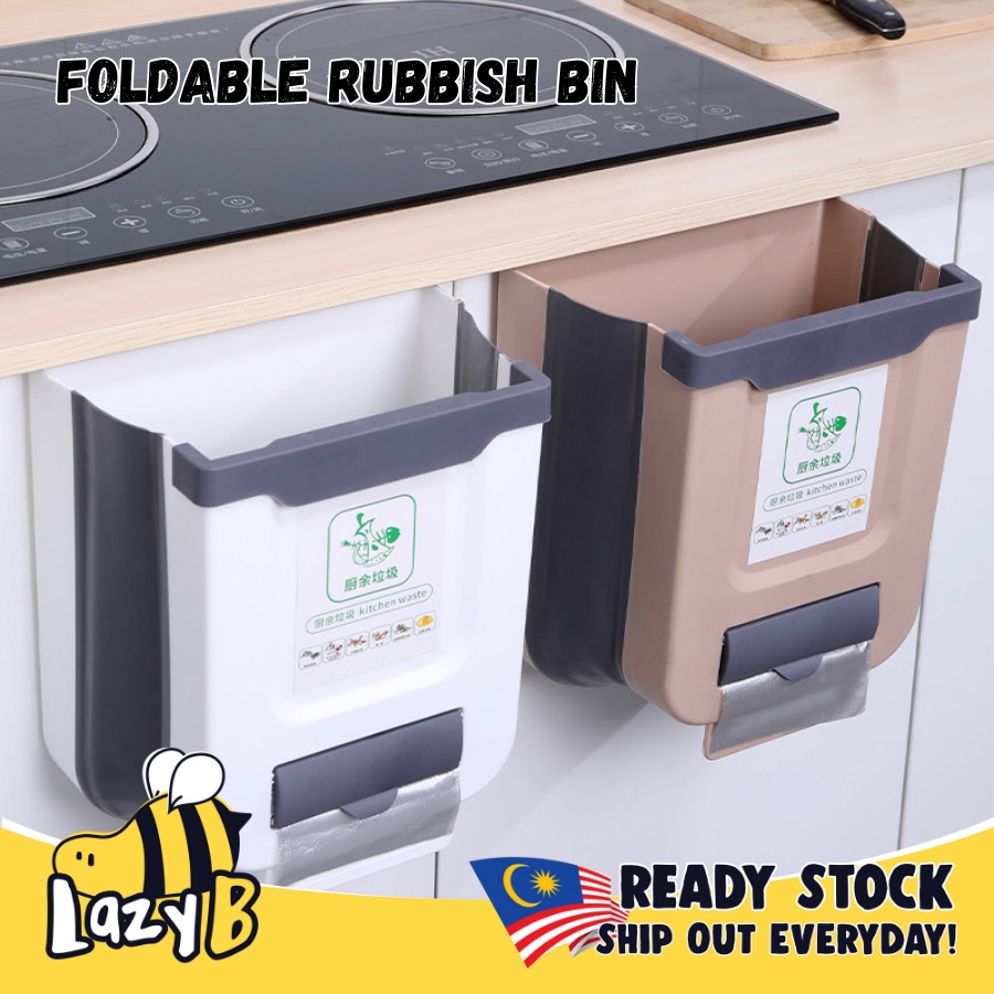 LazyB Portable Household Foldable Hanging Rubbish Bin Can Food Waste ...