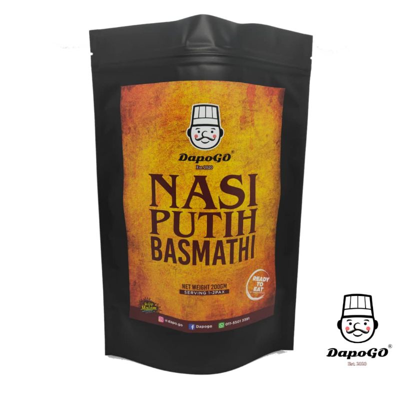 DAPOGO Nasi Putih Basmathi (220gm) | Ready to Eat (RTE) | Instant ...