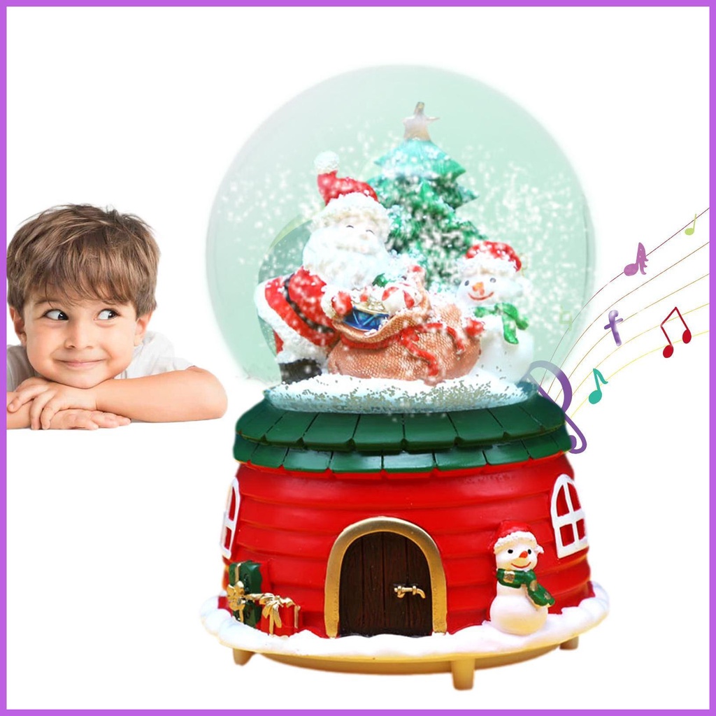 Snow Globes Christmas With Music Box Santa Riding an Elk Musical Box