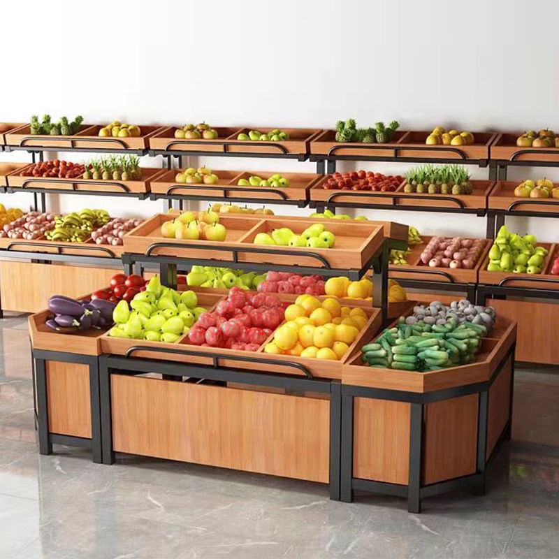 Supermarket fruit and vegetable shelf display rack convenience store ...