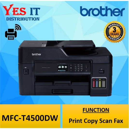 Brother MFC-T4500DW Colour Refill Ink Tank Printer Duplex A3 Print Scan ...