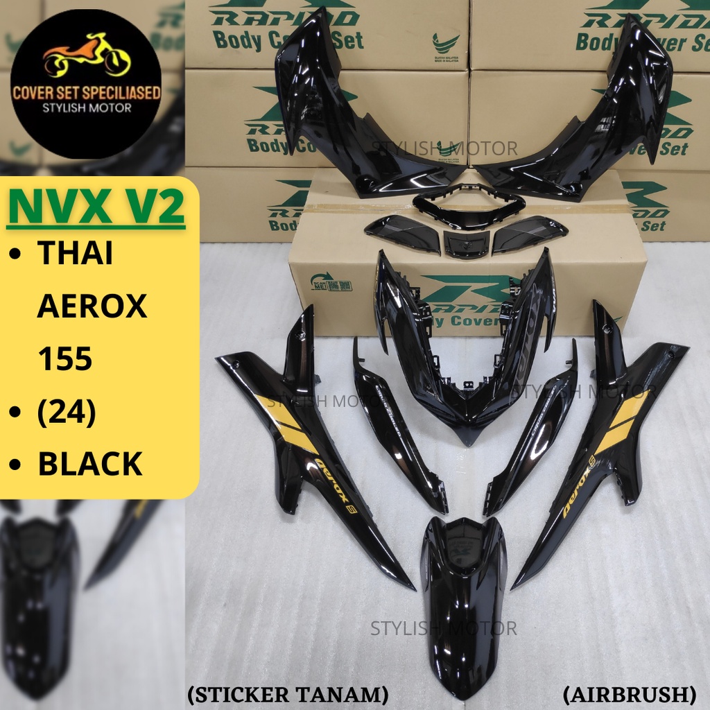 Sticker Tanam Airbrush Rapido Cover Set Yamaha Nvx V Thailand Aerox Black Shopee