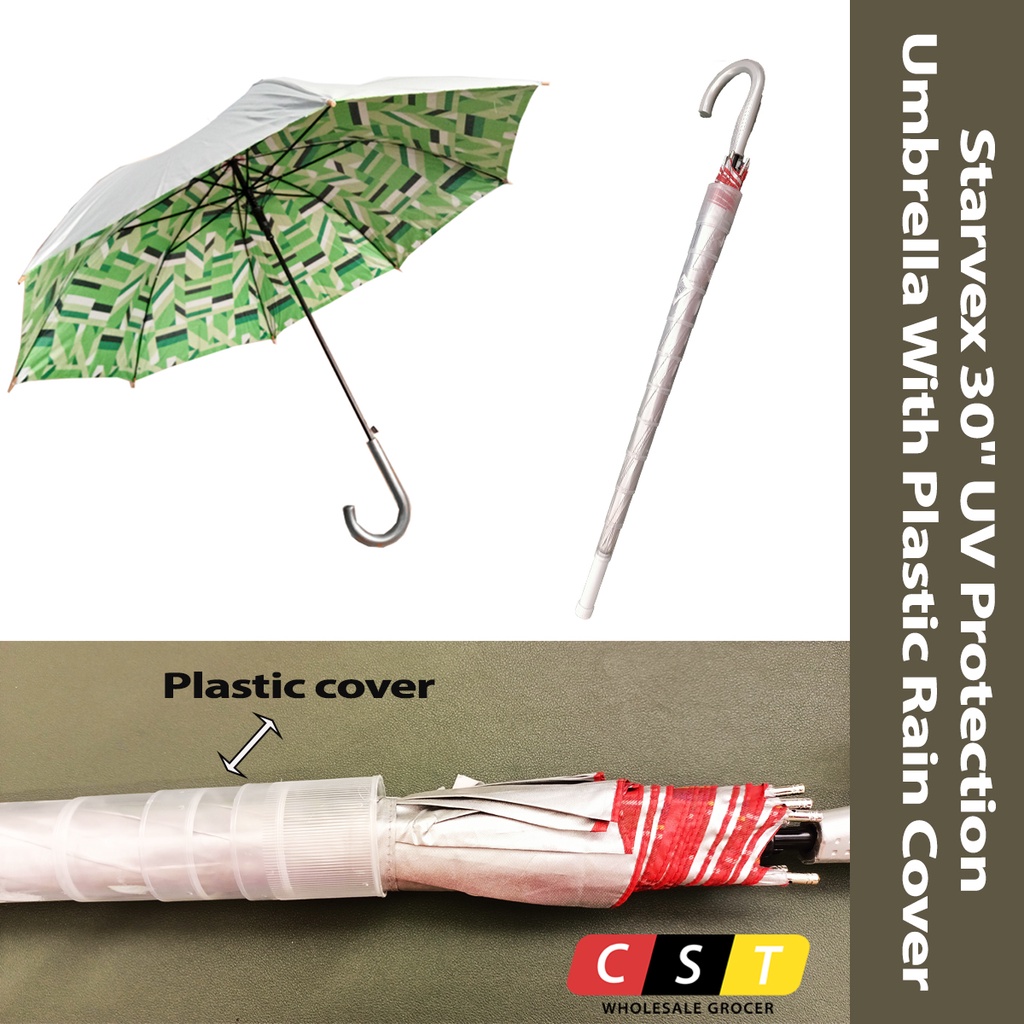 Starvex 30" UV Protection Umbrella With Plastic Rain Cover KYF124SC