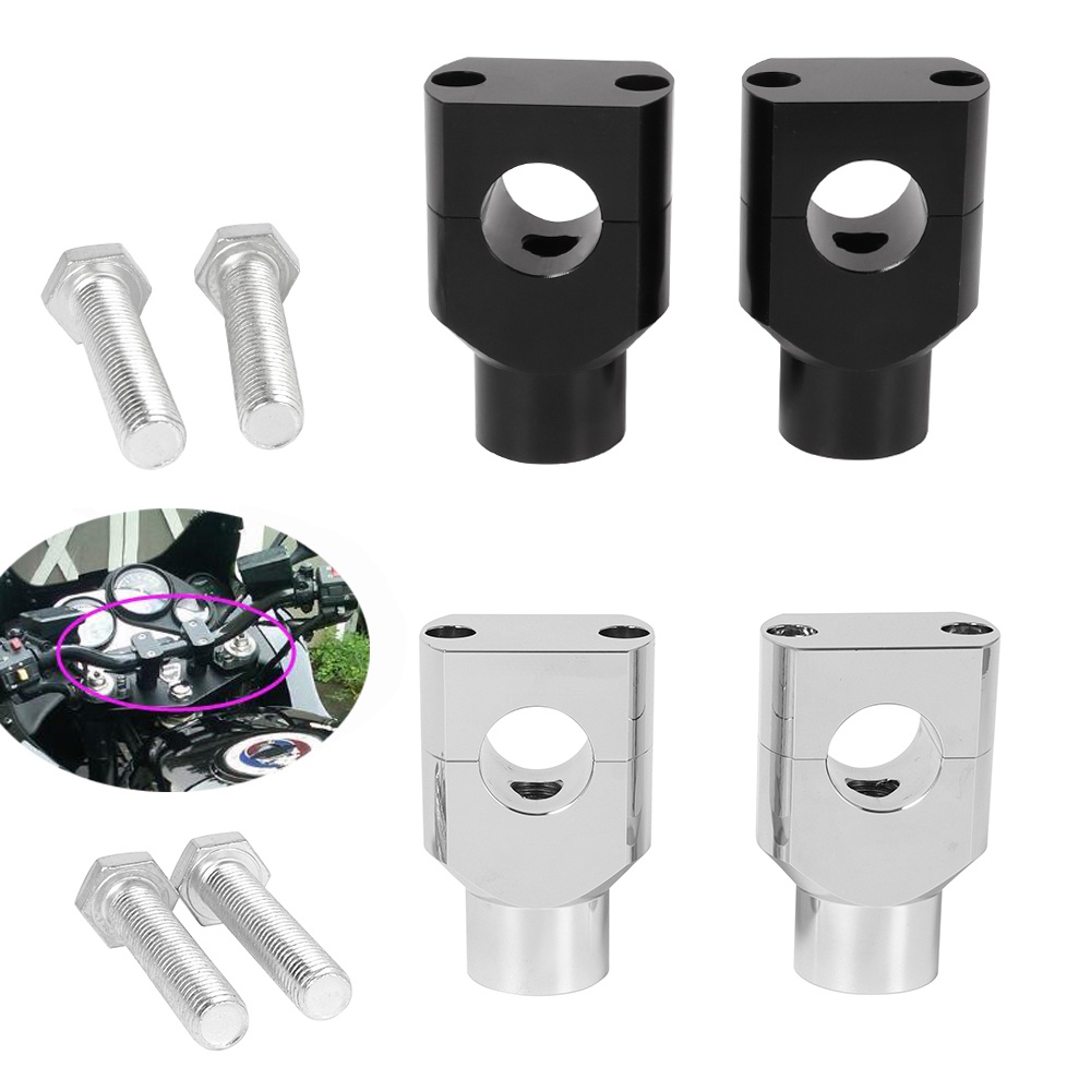1 Pair Handlebar Risers, 22mm/28mm 1/8in 7/8in CNC Aluminum Alloy Universal Motorcycle Handlebar Mount Clamps(Silver