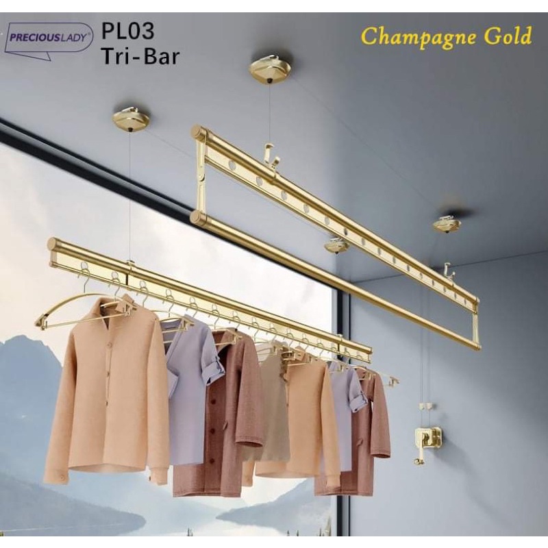 Precious Lady Alluminium Hand Lift Clothes Hanger Rack System Laundry ...