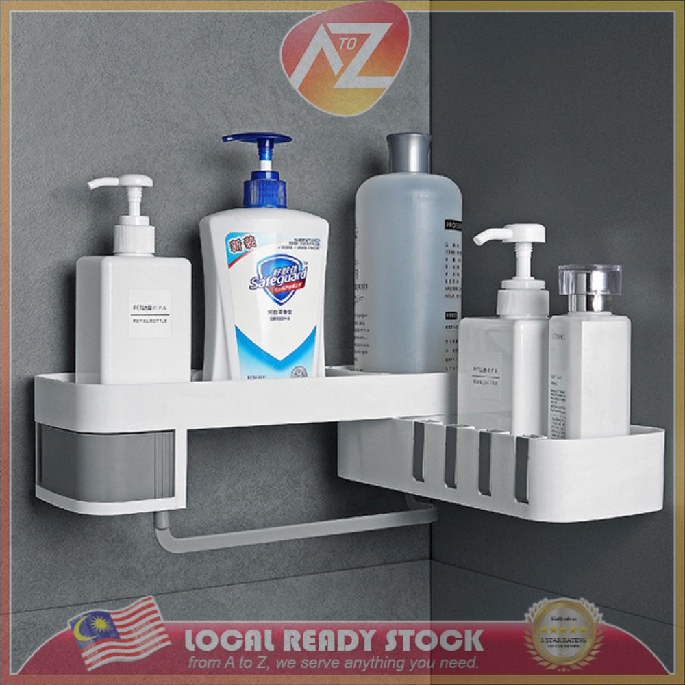 Wall Mounted Corner Shelf Bathroom Shampoo Shower Shelf Holder Kitchen