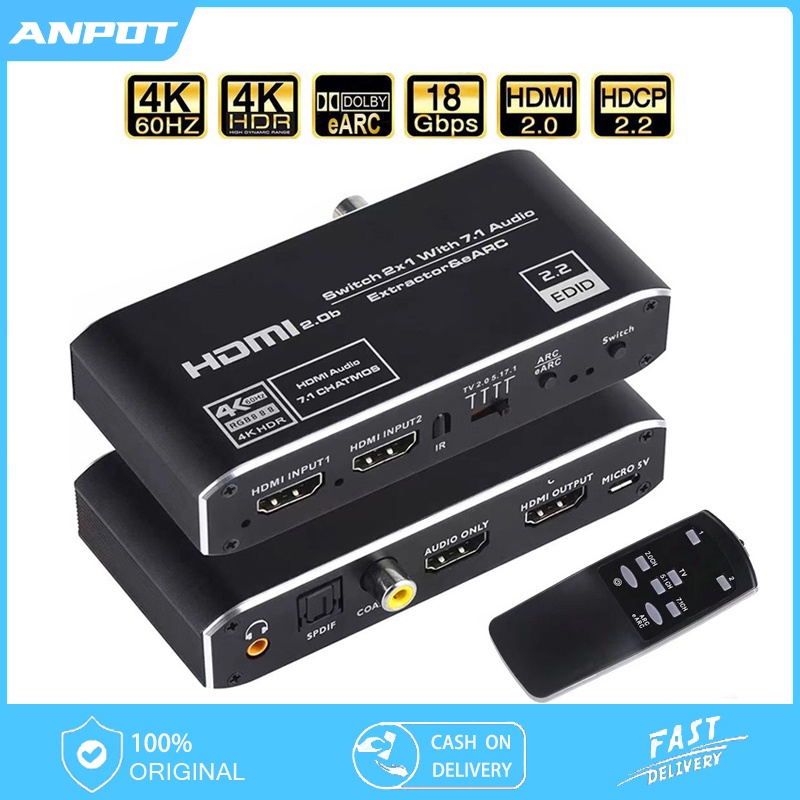 HDMI eARC Audio Extractor Switch 4K 60Hz HDMI 2.0 with ARC HDMI to ...