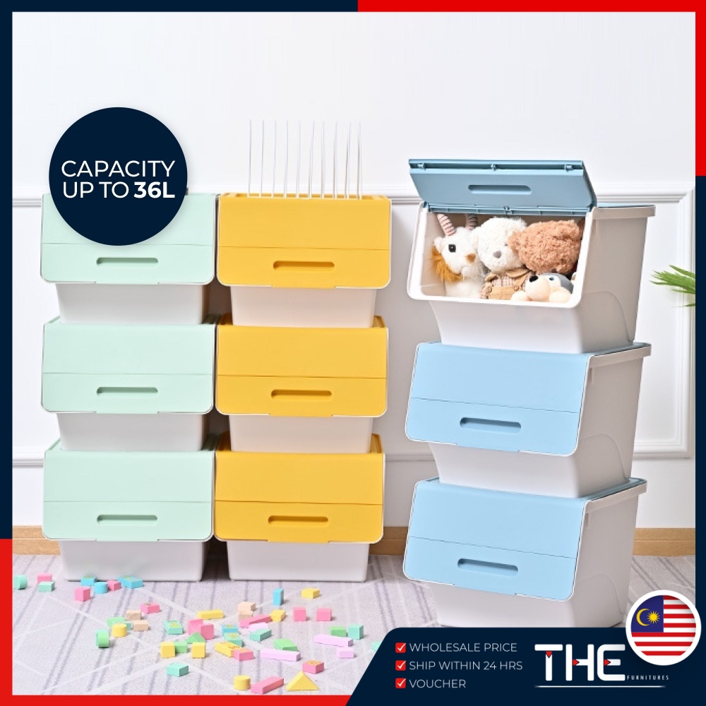 THE 36L Multipurpose Front Opening Storage Box Stackable Toy Snack