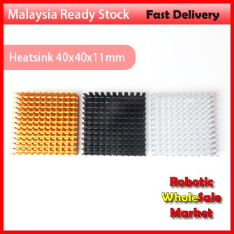 Heatsink 40x40x11 mm Aluminium Clear Black Gold Anodized