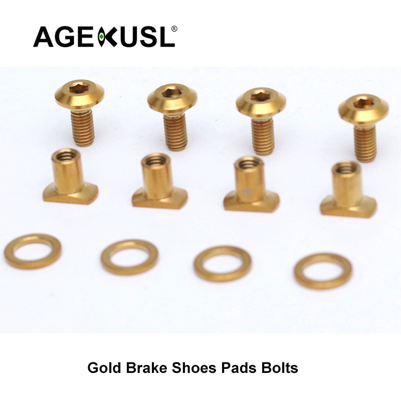 AGEKUSL Bicycle Brake Caliper Brake Pads Bolts Screws Nuts Titanium For