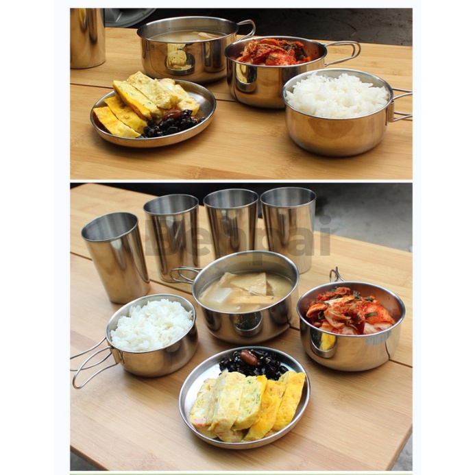 Camping Cooking 8pcs Cookware Set Stainless Steel Outdoor Portable Cookware  Set Berkhemah Set Peralatan Masak | Shopee Malaysia