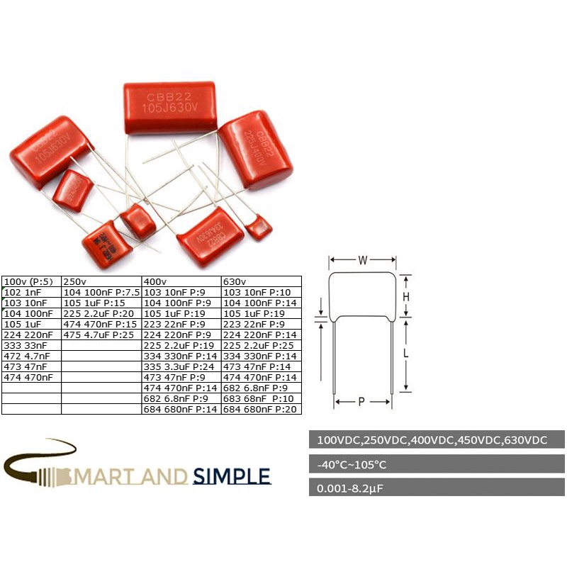 CBB22 METALLISED POLYPROPYLENE FILM CAPACITOR | Shopee Malaysia