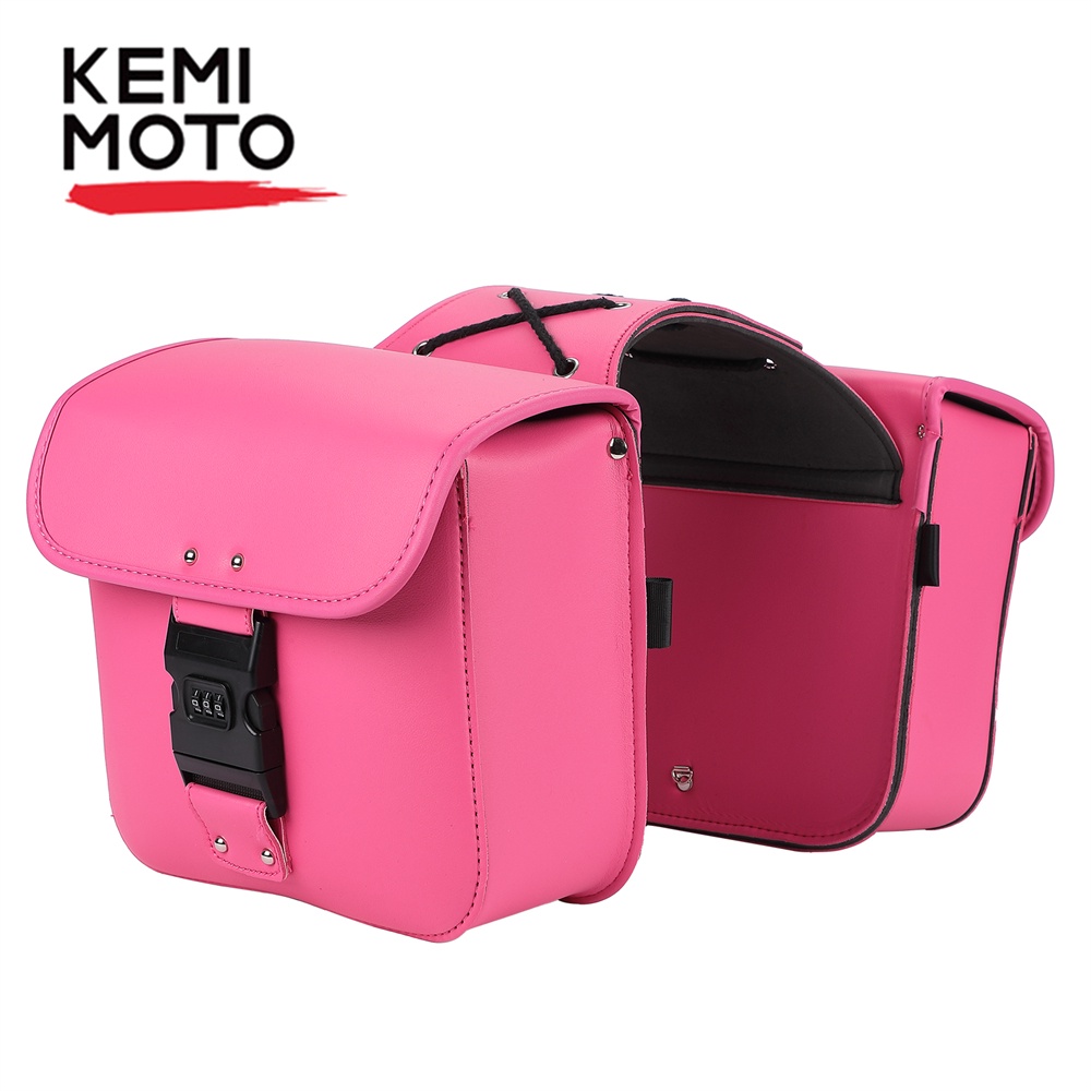 Motorcycle Saddlebags Pink PU Leather Side Bag For Sportster Softail