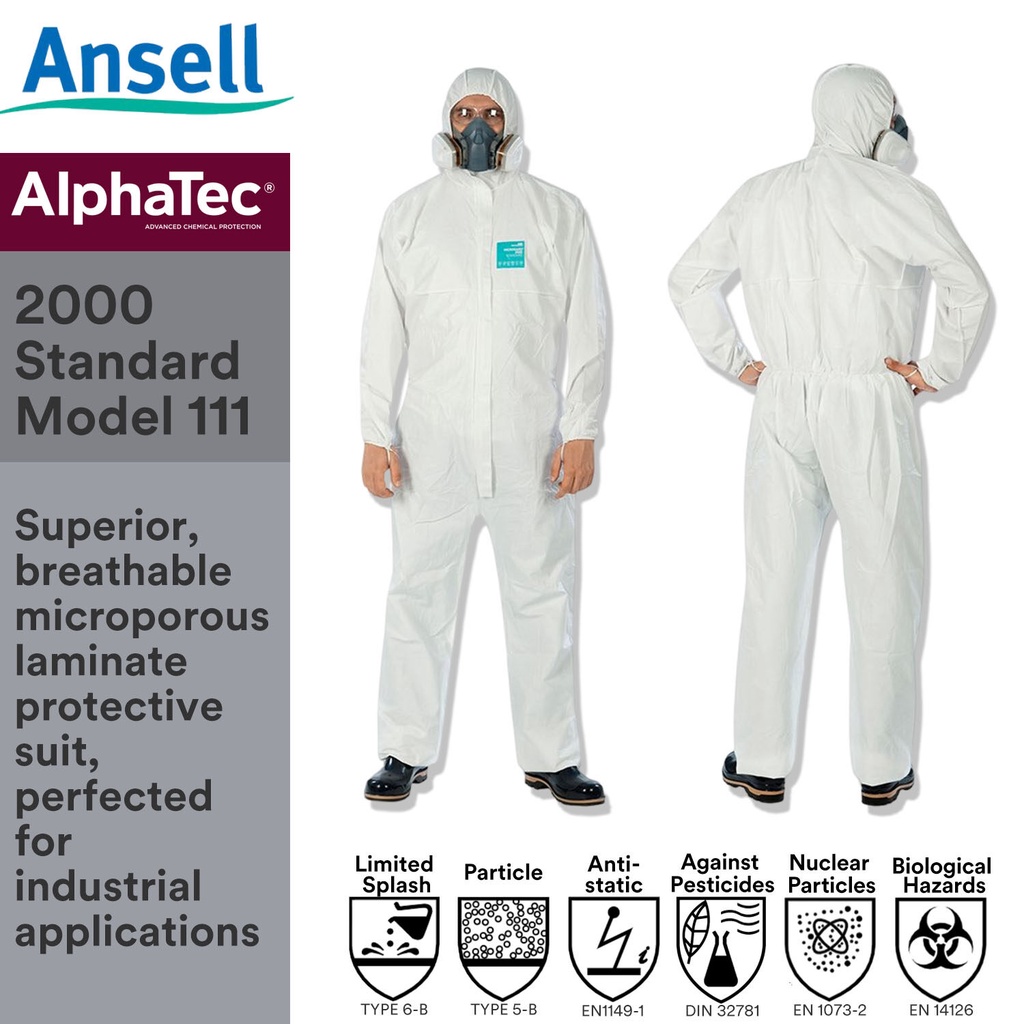 ANSELL Coverall AlphaTec Microgard 2000 Standard / Disposable Coverall ...