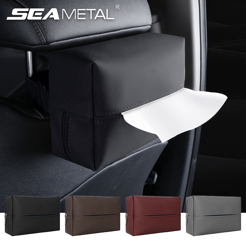 SEAMETAL Car Tissue Box Nappa Leather Tissue Holder Automobile Armrest
